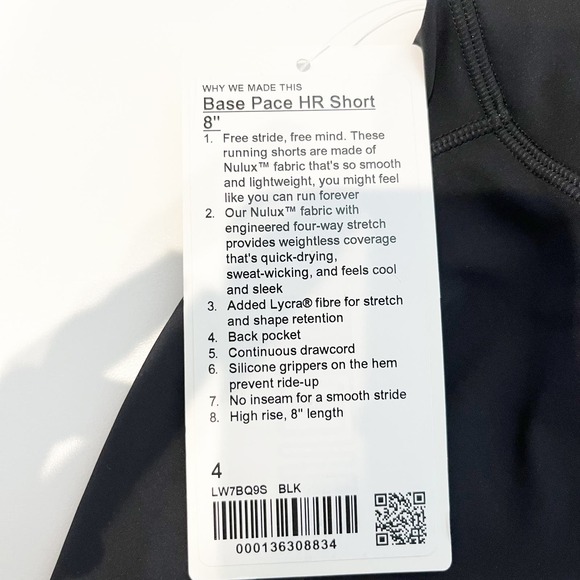 Lululemon Base Pace High Rise Bike Shorts 8" Black 4 NWT - Picture 3 of 15
